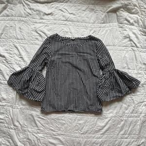 XS Jane & Delaney gingham top black white cottagecore preppy flared tomato girl